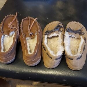 Kids Cozy Shearling-Lined Moccasins Bundle- Brown and Tan